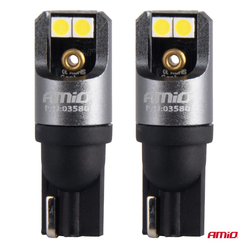 ΛΑΜΠΑΚΙΑ T10 W5W 12/24V 6.000K 4xSMD LED FULL CAN-BUS ΛΕΥΚΟ 3030 PRO SERIES AMIO - 2 Τεμ. - Amio - 03580/AM ΛΑΜΠΑΚΙΑ T10 W5W 12/24V 6.000K 4xSMD LED FULL CAN-BUS ΛΕΥΚΟ 3030 PRO SERIES AMIO - 2 Τεμ. - Amio - 03580/AM
