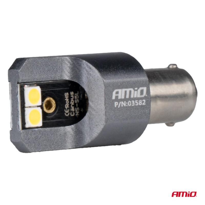 ΛΑΜΠΕΣ T4W BA9s 12/24V 6.000K 4xSMD LED FULL CAN-BUS ΛΕΥΚΟ 3030 PRO SERIES AMIO - 2 ΤΕΜ. - Amio - 03582/AM