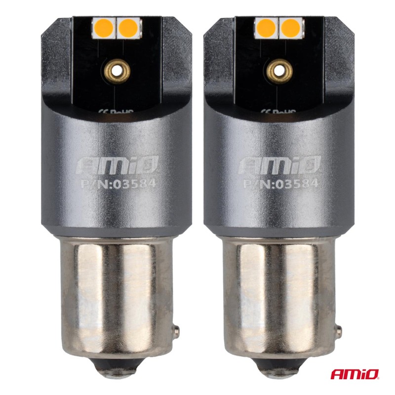 ΛΑΜΠΕΣ LED CAN-BUS PΥ21W BAU15S 12/24V 6.000K 4xSMD ΠΟΡΤΟΚΑΛΙ PRO SERIES AMIO - 2 ΤΕΜ. - Amio - 03584/AM ΛΑΜΠΕΣ LED CAN-BUS PΥ21W BAU15S 12/24V 6.000K 4xSMD ΠΟΡΤΟΚΑΛΙ PRO SERIES AMIO - 2 ΤΕΜ. - Amio - 03584/AM