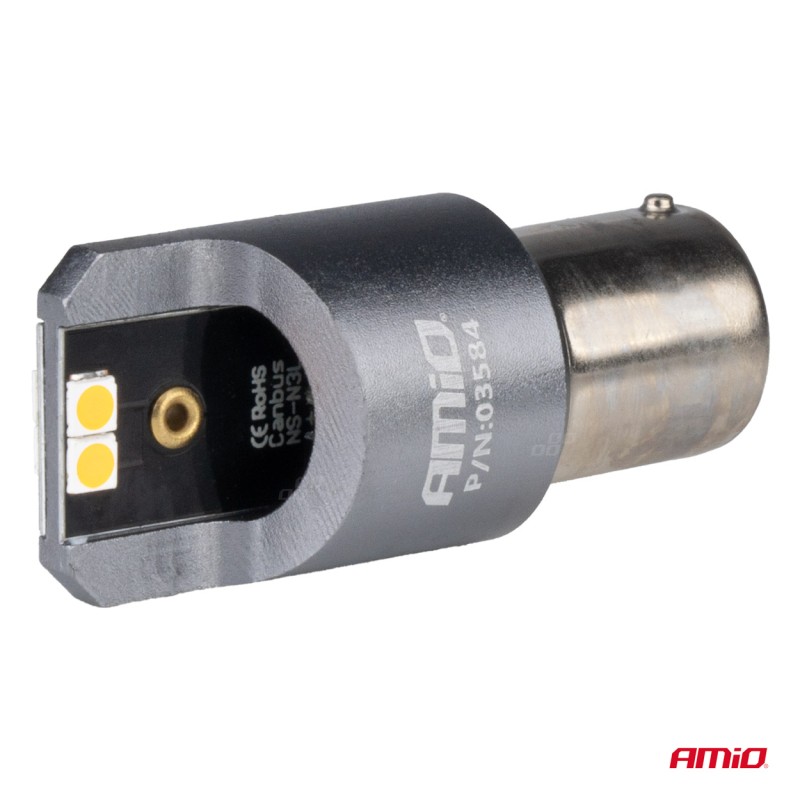 ΛΑΜΠΕΣ LED CAN-BUS PΥ21W BAU15S 12/24V 6.000K 4xSMD ΠΟΡΤΟΚΑΛΙ PRO SERIES AMIO - 2 ΤΕΜ. - Amio - 03584/AM ΛΑΜΠΕΣ LED CAN-BUS PΥ21W BAU15S 12/24V 6.000K 4xSMD ΠΟΡΤΟΚΑΛΙ PRO SERIES AMIO - 2 ΤΕΜ. - Amio - 03584/AM