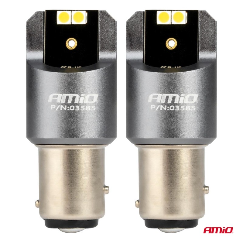 ΛΑΜΠΑΚΙΑ P21/5W BAY15d 12/24V 6.000K 4xSMD LED CAN-BUS ΛΕΥΚΟ PRO SERIES AMIO - 2 Τεμ. - Amio - 03585/AM ΛΑΜΠΑΚΙΑ P21/5W BAY15d 12/24V 6.000K 4xSMD LED CAN-BUS ΛΕΥΚΟ PRO SERIES AMIO - 2 Τεμ. - Amio - 03585/AM