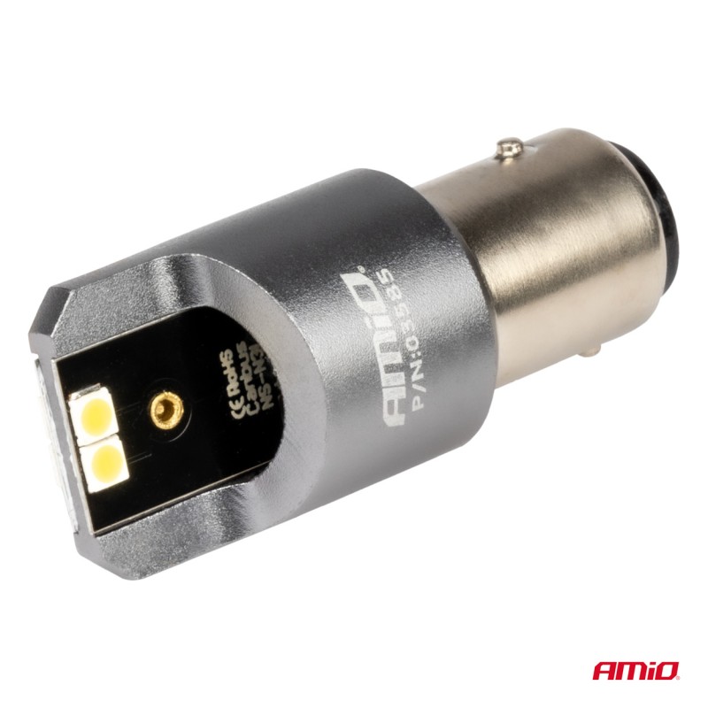 ΛΑΜΠΑΚΙΑ P21/5W BAY15d 12/24V 6.000K 4xSMD LED CAN-BUS ΛΕΥΚΟ PRO SERIES AMIO - 2 Τεμ. - Amio - 03585/AM ΛΑΜΠΑΚΙΑ P21/5W BAY15d 12/24V 6.000K 4xSMD LED CAN-BUS ΛΕΥΚΟ PRO SERIES AMIO - 2 Τεμ. - Amio - 03585/AM