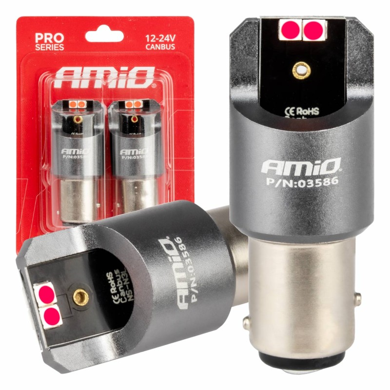 ΛΑΜΠΑΚΙΑ P21/5W BAY15d 12/24V 6.000K 4xSMD LED CAN-BUS ΚΟΚΚΙΝΟ PRO SERIES AMIO - 2 Τεμ. - Amio - 03586/AM ΛΑΜΠΑΚΙΑ P21/5W BAY15d 12/24V 6.000K 4xSMD LED CAN-BUS ΚΟΚΚΙΝΟ PRO SERIES AMIO - 2 Τεμ. - Amio - 03586/AM