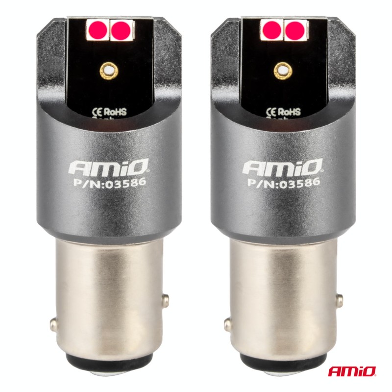 ΛΑΜΠΑΚΙΑ P21/5W BAY15d 12/24V 6.000K 4xSMD LED CAN-BUS ΚΟΚΚΙΝΟ PRO SERIES AMIO - 2 Τεμ. - Amio - 03586/AM ΛΑΜΠΑΚΙΑ P21/5W BAY15d 12/24V 6.000K 4xSMD LED CAN-BUS ΚΟΚΚΙΝΟ PRO SERIES AMIO - 2 Τεμ. - Amio - 03586/AM