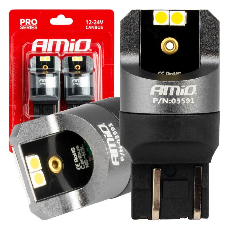 ΛΑΜΠΑΚΙΑ W21/5W 7443 12/24V 6.000K 4xSMD LED CAN-BUS ΛΕΥΚΟ PRO SERIES AMIO - 2 Τεμ. - Amio - 03591/AM ΛΑΜΠΑΚΙΑ W21/5W 7443 12/24V 6.000K 4xSMD LED CAN-BUS ΛΕΥΚΟ PRO SERIES AMIO - 2 Τεμ. - Amio - 03591/AM