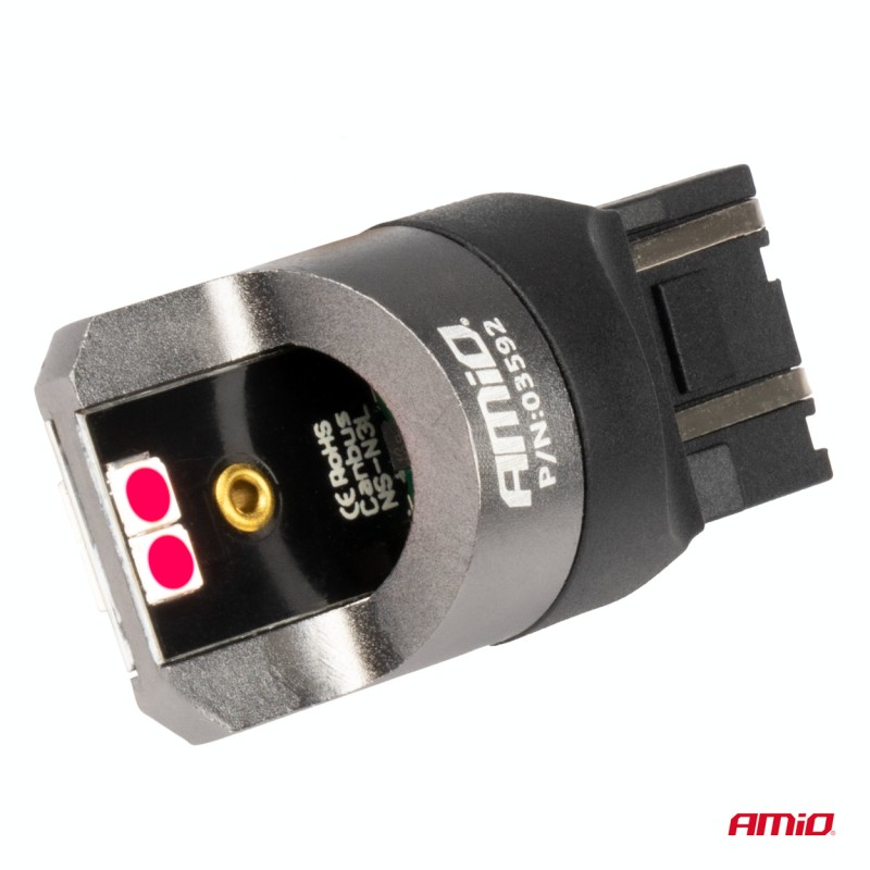 ΛΑΜΠΑΚΙΑ W21/5W 7443 12/24V 6.000K 4xSMD LED CAN-BUS ΚΟΚΚΙΝΟ PRO SERIES AMIO - 2 Τεμ. - Amio - 03592/AM