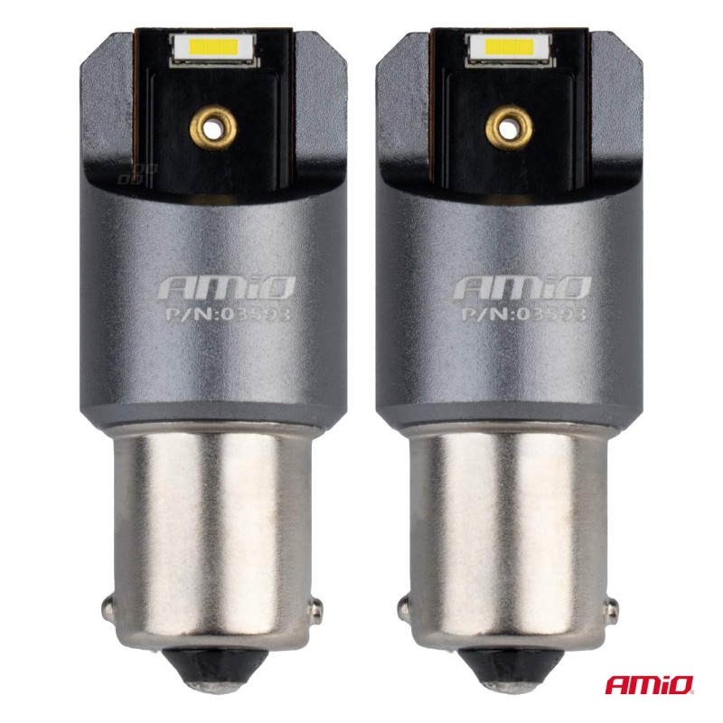 ΛΑΜΠΕΣ LED CAN-BUS P21W BA15S 12/24V 6.000K 2xSMD ΛΕΥΚΟ PRO SERIES AMIO - 2 ΤΕΜ.  - Amio - 03593/AM