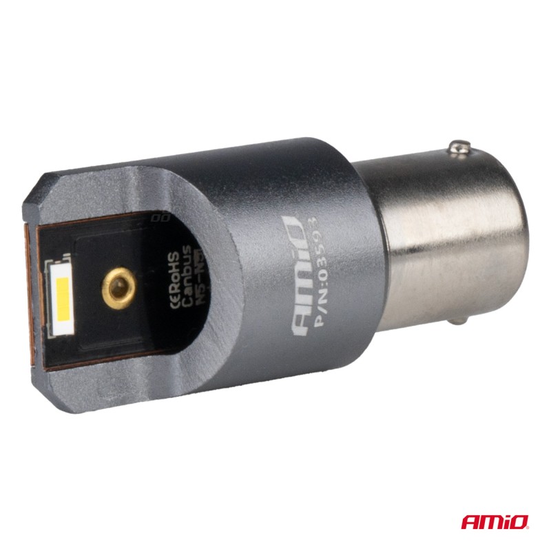 ΛΑΜΠΕΣ LED CAN-BUS P21W BA15S 12/24V 6.000K 2xSMD ΛΕΥΚΟ PRO SERIES AMIO - 2 ΤΕΜ.  - Amio - 03593/AM