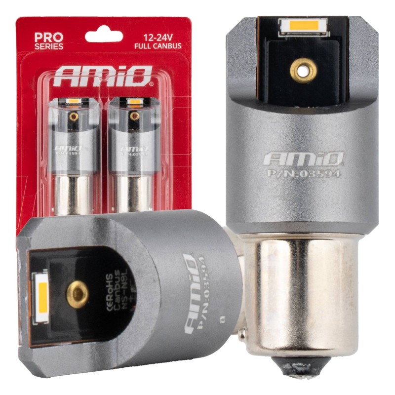 ΛΑΜΠΑΚΙΑ PY21W BAU15s 12/24V 6.000K 2xSMD LED FULL CAN-BUS ΠΟΡΤΟΚΑΛΙ PRO SERIES AMIO - 2 Τεμ. - Amio - 03594/AM ΛΑΜΠΑΚΙΑ PY21W BAU15s 12/24V 6.000K 2xSMD LED FULL CAN-BUS ΠΟΡΤΟΚΑΛΙ PRO SERIES AMIO - 2 Τεμ. - Amio - 03594/AM