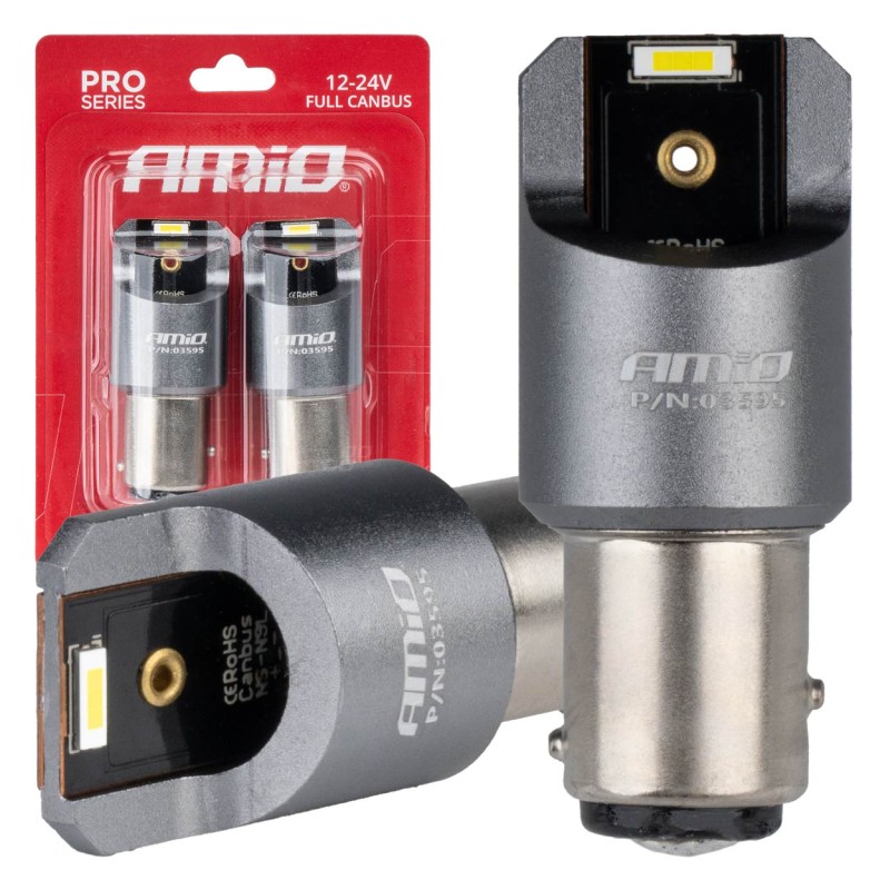 ΛΑΜΠΑΚΙΑ P21/5W BAY15d 12/24V 6.000K 2xSMD LED FULL CAN-BUS ΛΕΥΚΟ PRO SERIES AMIO - 2 Τεμ. - Amio - 03595/AM ΛΑΜΠΑΚΙΑ P21/5W BAY15d 12/24V 6.000K 2xSMD LED FULL CAN-BUS ΛΕΥΚΟ PRO SERIES AMIO - 2 Τεμ. - Amio - 03595/AM