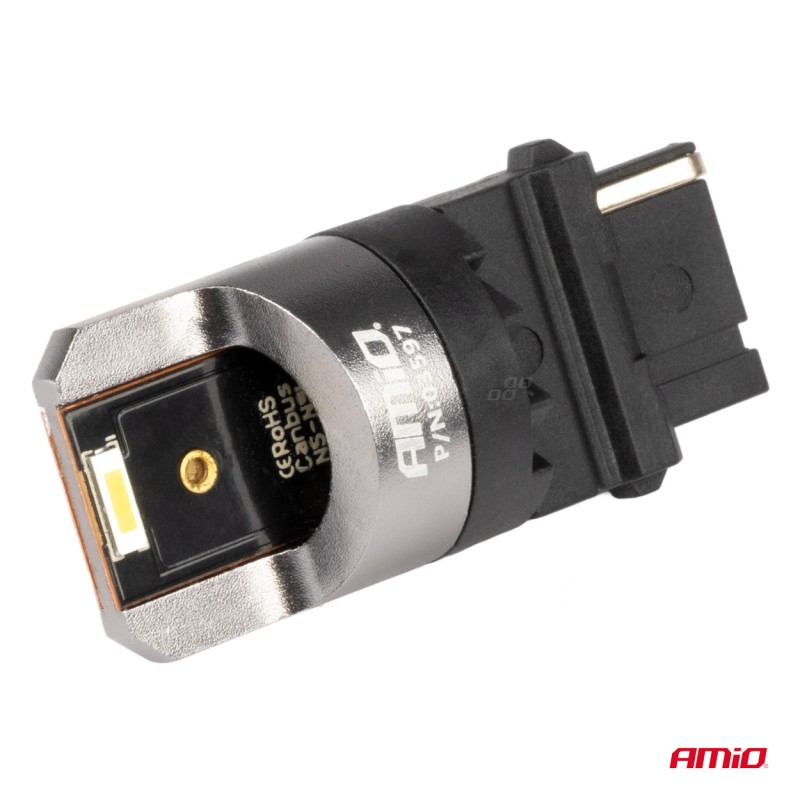 ΛΑΜΠΑΚΙΑ P27W 12/24V 6.000K 2SMD LED FULL CAN-BUS ΛΕΥΚΟ PRO SERIES AMIO - 2 Τεμ. - Amio - 03597/AM