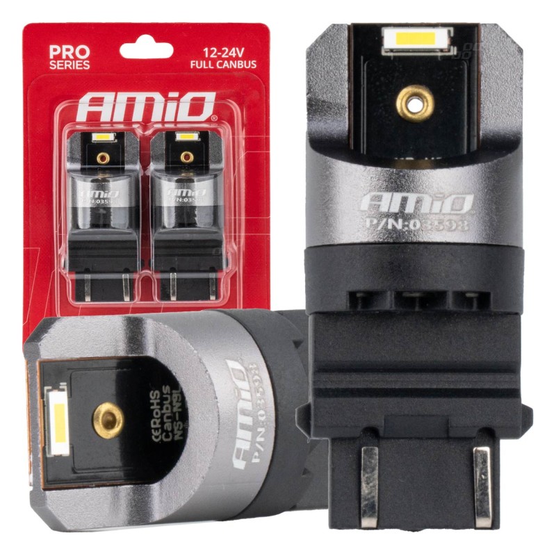 ΛΑΜΠΑΚΙΑ P27/7W 3157 12/24V 6.000K 2xSMD LED FULL CAN-BUS ΛΕΥΚΟ PRO SERIES AMIO - 2 Τεμ. - Amio - 03598/AM ΛΑΜΠΑΚΙΑ P27/7W 3157 12/24V 6.000K 2xSMD LED FULL CAN-BUS ΛΕΥΚΟ PRO SERIES AMIO - 2 Τεμ. - Amio - 03598/AM