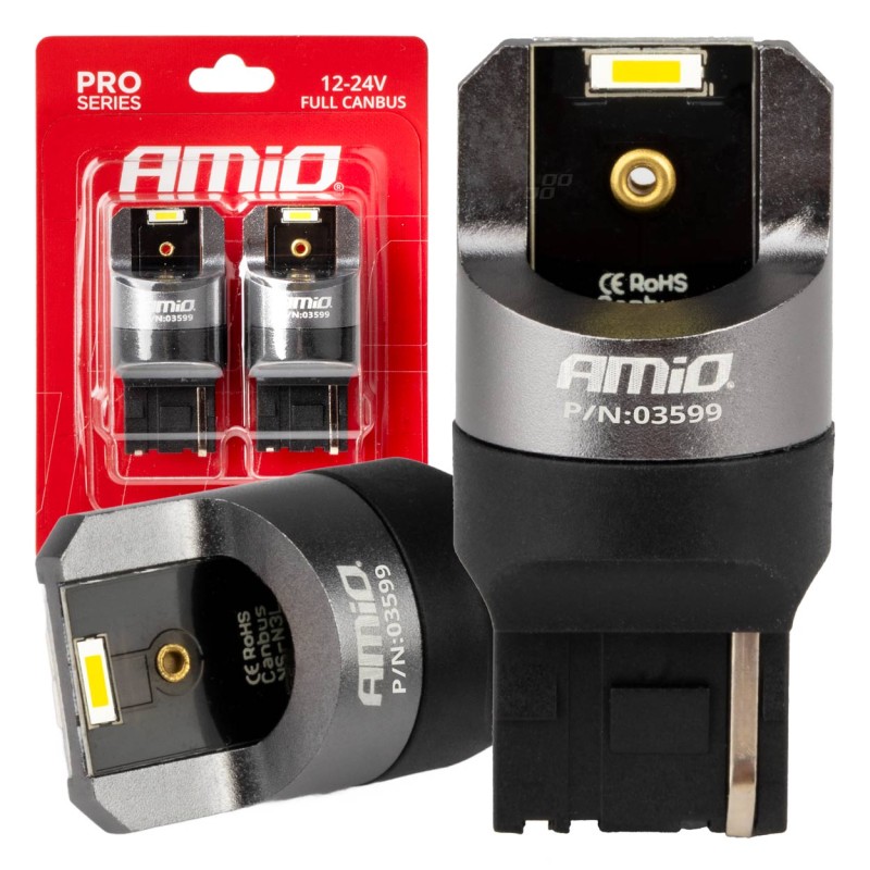 ΛΑΜΠΑΚΙΑ W21W 12/24V 6.000K 2SMD LED FULL CAN-BUS ΛΕΥΚΑ PRO SERIES AMIO - 2 Τεμ. - Amio - 03599/AM ΛΑΜΠΑΚΙΑ W21W 12/24V 6.000K 2SMD LED FULL CAN-BUS ΛΕΥΚΑ PRO SERIES AMIO - 2 Τεμ. - Amio - 03599/AM