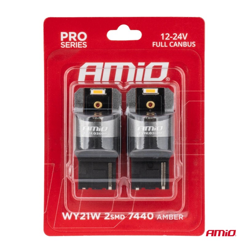 ΛΑΜΠΑΚΙΑ WY21W 7440 12/24V 6.000K 2xSMD LED FULL CAN-BUS ΠΟΡΤΟΚΑΛΙ PRO SERIES AMIO - 2 Τεμ. - Amio - 03600/AM ΛΑΜΠΑΚΙΑ WY21W 7440 12/24V 6.000K 2xSMD LED FULL CAN-BUS ΠΟΡΤΟΚΑΛΙ PRO SERIES AMIO - 2 Τεμ. - Amio - 03600/AM