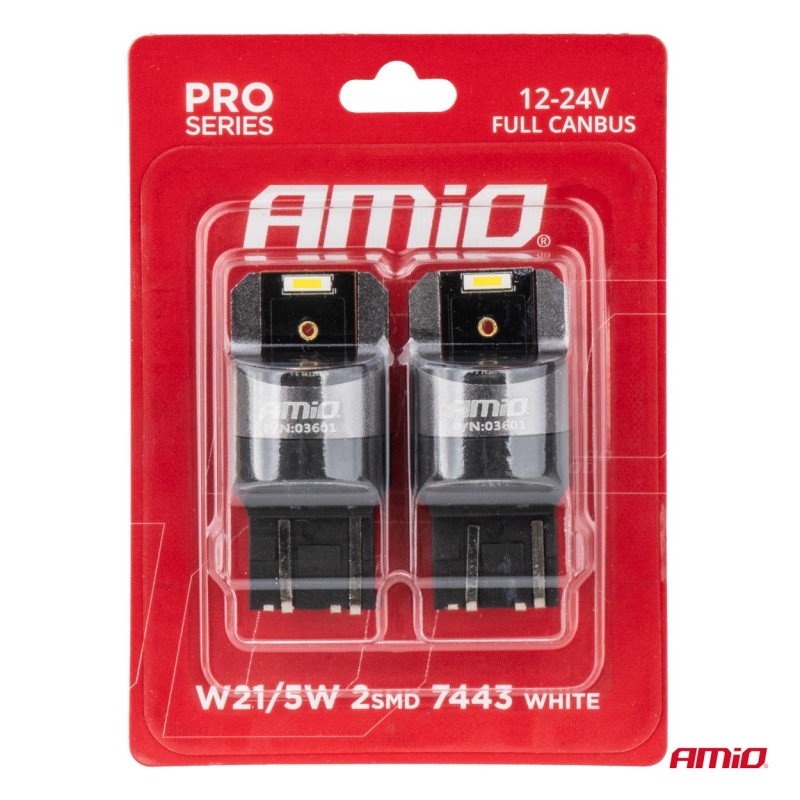 ΛΑΜΠΑΚΙΑ W21/5W 7443 12/24V 6.000K 2xSMD LED FULL CAN-BUS ΛΕΥΚΟ PRO SERIES AMIO - 2 Τεμ. - Amio - 03601/AM ΛΑΜΠΑΚΙΑ W21/5W 7443 12/24V 6.000K 2xSMD LED FULL CAN-BUS ΛΕΥΚΟ PRO SERIES AMIO - 2 Τεμ. - Amio - 03601/AM
