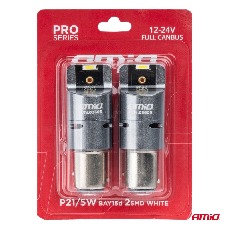 P21/5W BAY15s 12/24V 6.000K 2xSMD LED(ΜΕ ΑΝΕΜΙΣΤΗΡΑΚΙ) FULL CAN-BUS ΛΕΥΚΟ PRO SERIES AMIO - 2 Τεμ. - Amio - 03605/AM P21/5W BAY15s 12/24V 6.000K 2xSMD LED(ΜΕ ΑΝΕΜΙΣΤΗΡΑΚΙ) FULL CAN-BUS ΛΕΥΚΟ PRO SERIES AMIO - 2 Τεμ. - Amio - 03605/AM