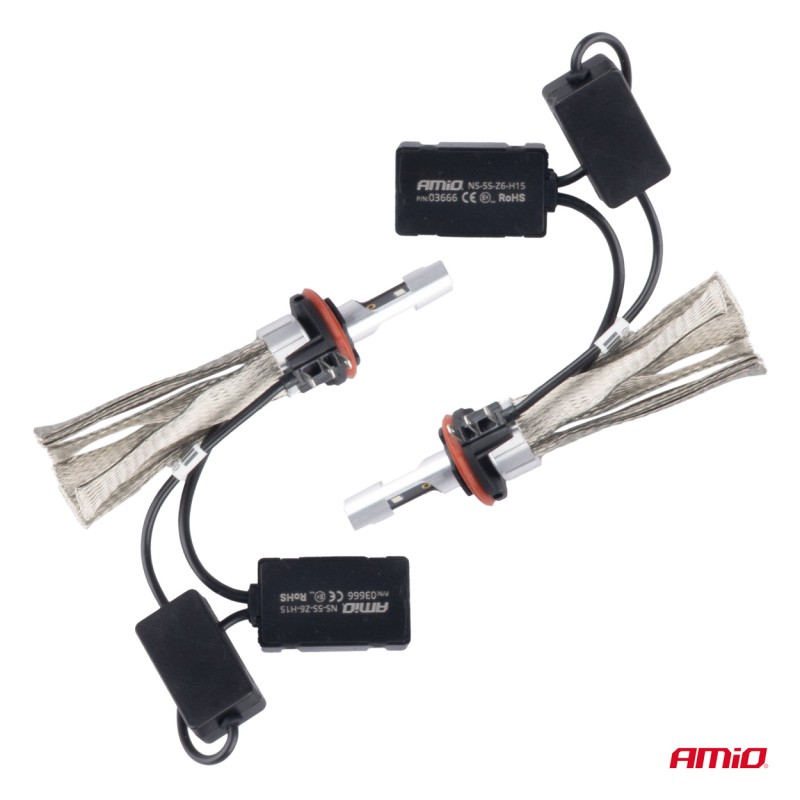 ΛΑΜΠΕΣ LED H15 4300lm 12-24V - 50W - 6000K AMIO - 2 Τεμ. - Amio - 03666/AM ΛΑΜΠΕΣ LED H15 4300lm 12-24V - 50W - 6000K AMIO - 2 Τεμ. - Amio - 03666/AM