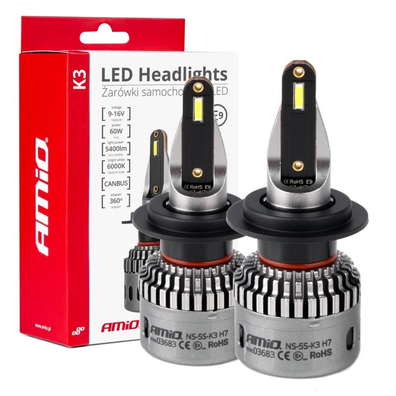 ΛΑΜΠΕΣ H7 9>16V 6.000K 5.400lm 60W K3 SERIES LED CAN-BUS(ΜΕ ΨΥΚΤΡΑ) AMIO - 2 Τεμ. - Amio - 03683/ΑΜ ΛΑΜΠΕΣ H7 9>16V 6.000K 5.400lm 60W K3 SERIES LED CAN-BUS(ΜΕ ΨΥΚΤΡΑ) AMIO - 2 Τεμ. - Amio - 03683/ΑΜ