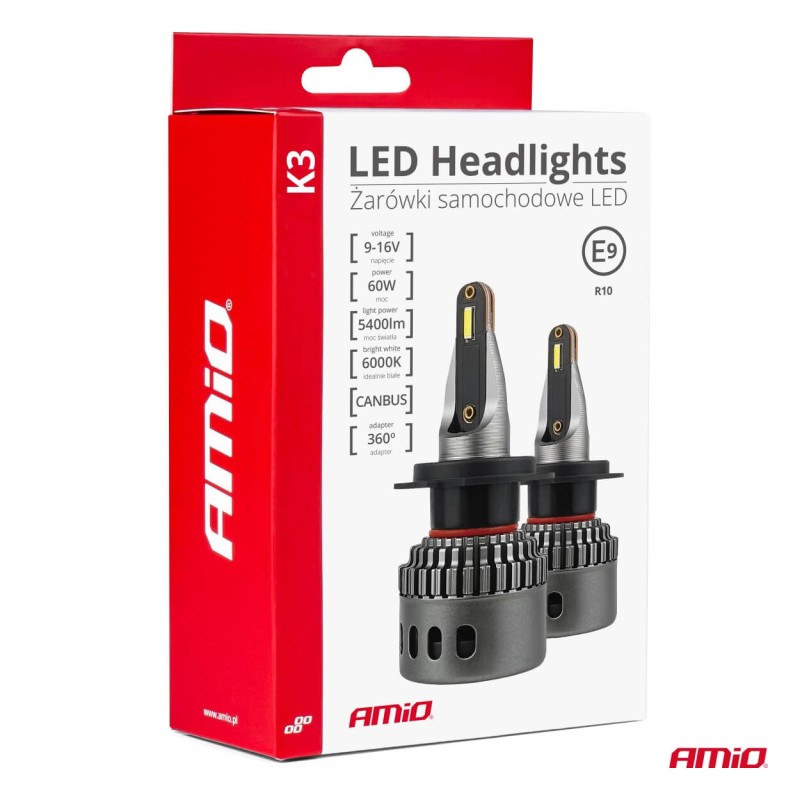 ΛΑΜΠΕΣ H7 9>16V 6.000K 5.400lm 60W K3 SERIES LED CAN-BUS(ΜΕ ΨΥΚΤΡΑ) AMIO - 2 Τεμ. - Amio - 03683/ΑΜ ΛΑΜΠΕΣ H7 9>16V 6.000K 5.400lm 60W K3 SERIES LED CAN-BUS(ΜΕ ΨΥΚΤΡΑ) AMIO - 2 Τεμ. - Amio - 03683/ΑΜ