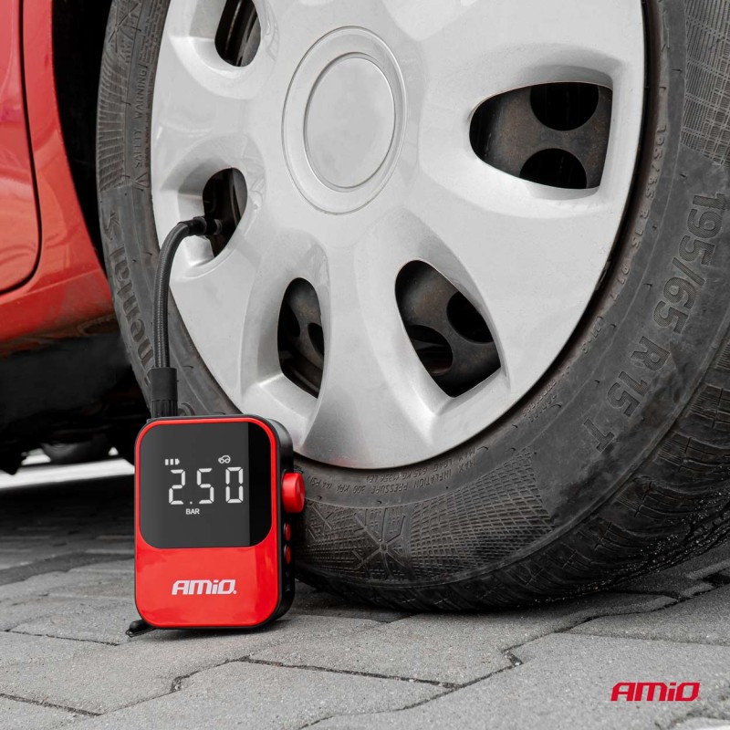ΚΟΜΠΡΕΣΕΡ ΑΕΡΑ 7,4V 10bar/150psi 40W ΦΟΡΤΙΣΗ ΜΕ USB / ΜΕ 5 ΑΝΤΑΠΤΟΡΕΣ ΚΑΙ ΨΗΦΙΑΚΗ ΕΝΔΕΙΞΗ AMIO - 1 Τεμ. - Amio - 03690/AM