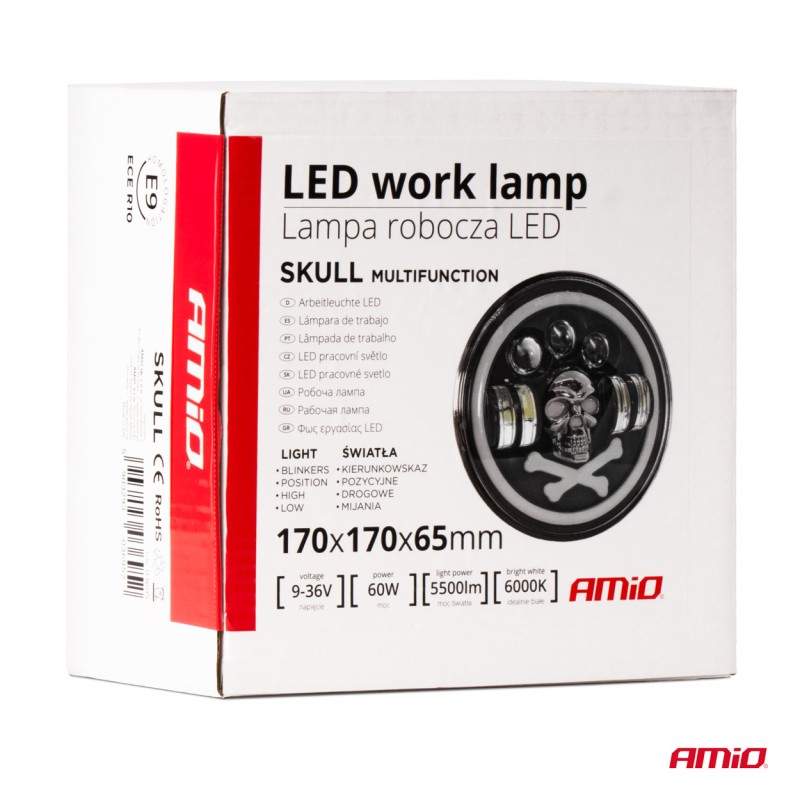 ΠΡΟΒΟΛΕΑΣ ΕΡΓΑΣΙΑΣ ΣΤΡΟΓΓΥΛΟΣ LED SKULL 5.500lm 9>36V 60W 6.000K -Φ170x170x65mm 4 ΧΡΗΣΕΩΝ ΑΜΙΟ - 1 ΤΕΜ. - Amio - 03695/AM ΠΡΟΒΟΛΕΑΣ ΕΡΓΑΣΙΑΣ ΣΤΡΟΓΓΥΛΟΣ LED SKULL 5.500lm 9>36V 60W 6.000K -Φ170x170x65mm 4 ΧΡΗΣΕΩΝ ΑΜΙΟ - 1 ΤΕΜ. - Amio - 03695/AM