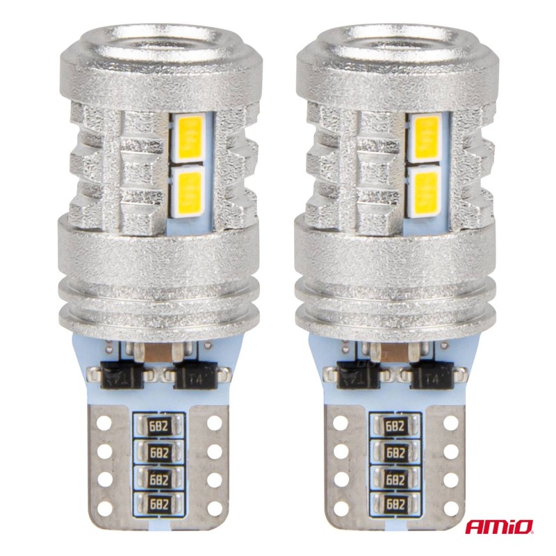 ΛΑΜΠΑΚΙΑ LED T10 W5W 12/24V LED 6x3020+1x3030SMD STANDARD ΛΕΥΚΑ ΑΜΙΟ - 2 ΤΕΜ. - Amio - 03718/AM