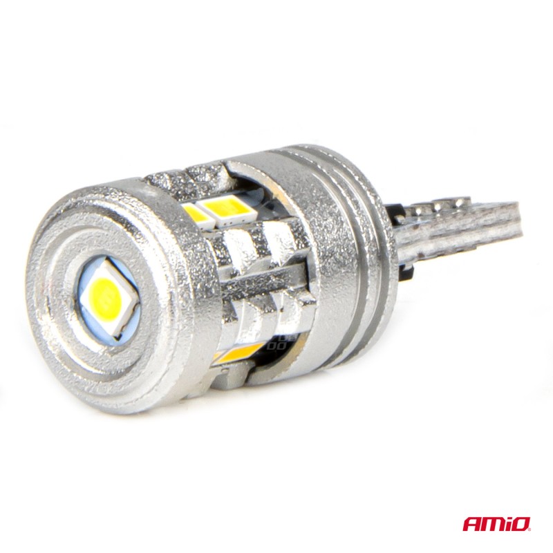 ΛΑΜΠΑΚΙΑ LED T10 W5W 12/24V LED 6x3020+1x3030SMD STANDARD ΛΕΥΚΑ ΑΜΙΟ - 2 ΤΕΜ. - Amio - 03718/AM