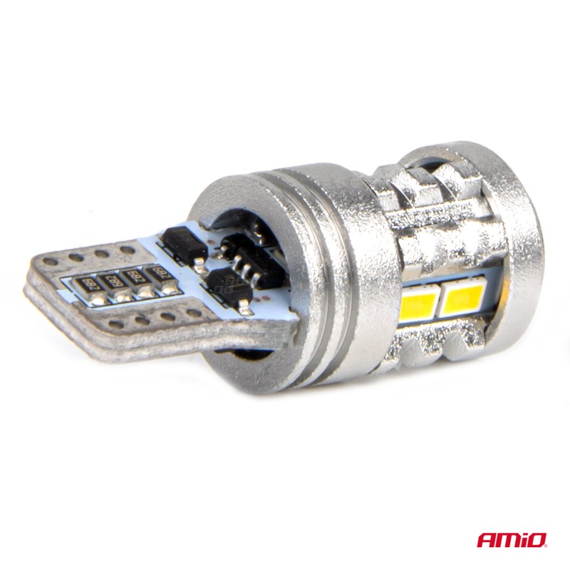 ΛΑΜΠΑΚΙΑ LED T10 W5W 12/24V LED 6x3020+1x3030SMD STANDARD ΛΕΥΚΑ ΑΜΙΟ - 2 ΤΕΜ. - Amio - 03718/AM