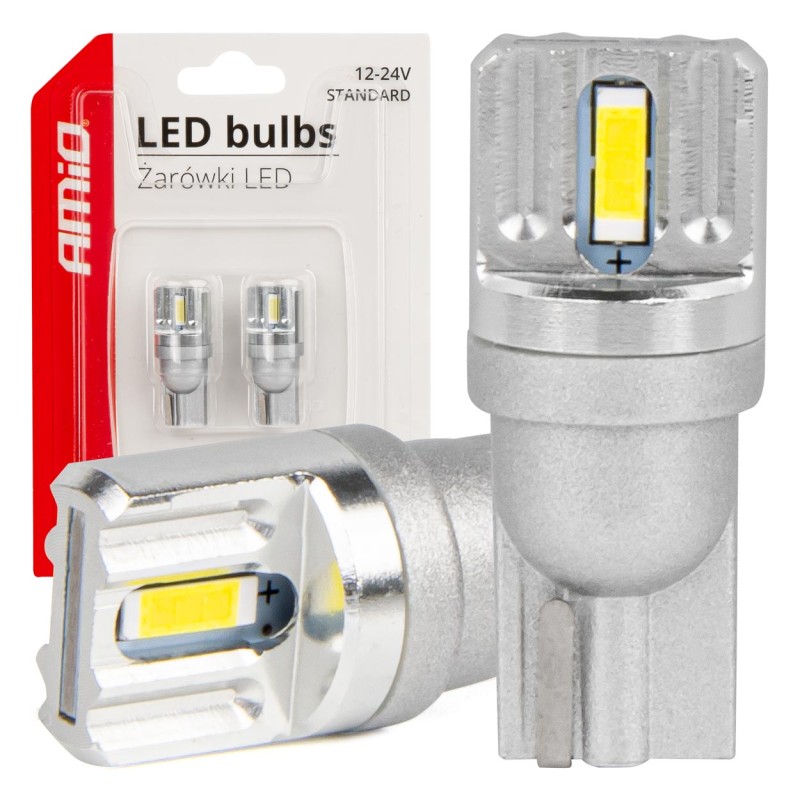 ΛΑΜΠΑΚΙΑ LED T10 W5W 12/24V LED 2x1860SMD STANDARD ΛΕΥΚΑ ΑΜΙΟ - 2 ΤΕΜ. - Amio - 03719/AM ΛΑΜΠΑΚΙΑ LED T10 W5W 12/24V LED 2x1860SMD STANDARD ΛΕΥΚΑ ΑΜΙΟ - 2 ΤΕΜ. - Amio - 03719/AM