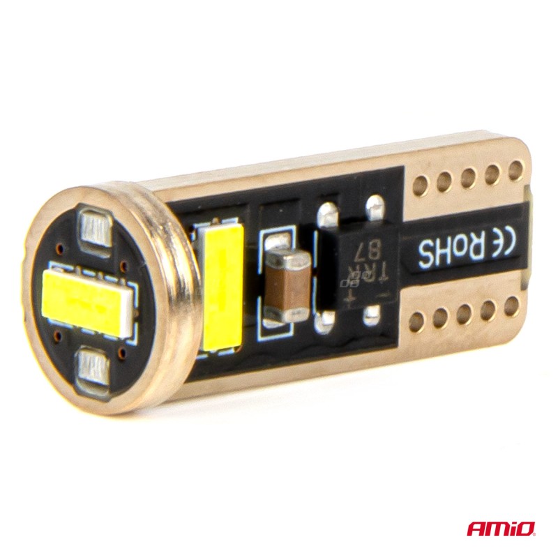 ΛΑΜΠΑΚΙΑ LED T10e W5W 12/24V 3x2055 SMD LED CAN-BUS ΛΕΥΚΟ AMIO - 2 ΤΕΜ.  - Amio - 03720/AM
