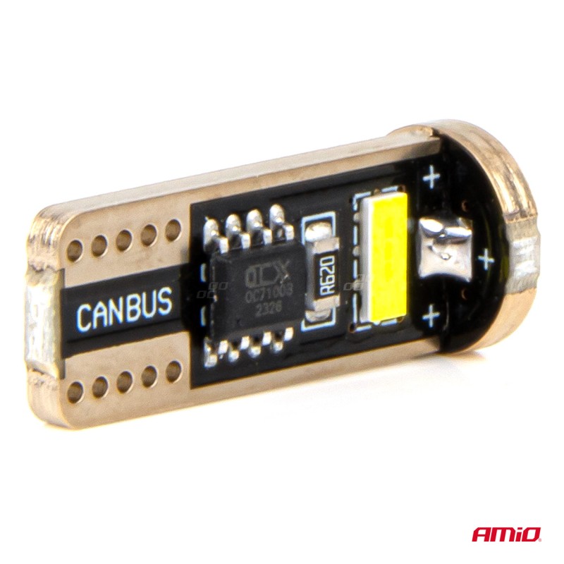 ΛΑΜΠΑΚΙΑ LED T10e W5W 12/24V 3x2055 SMD LED CAN-BUS ΛΕΥΚΟ AMIO - 2 ΤΕΜ.  - Amio - 03720/AM