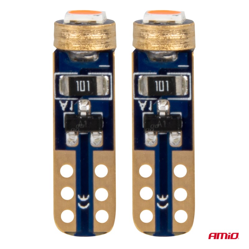 ΛΑΜΠΑΚΙΑ T5 W1W 12V 1SMD LED ΚΟΚΚΙΝΑ AMIO - 2 ΤΕΜ. - Amio - 03727/AM