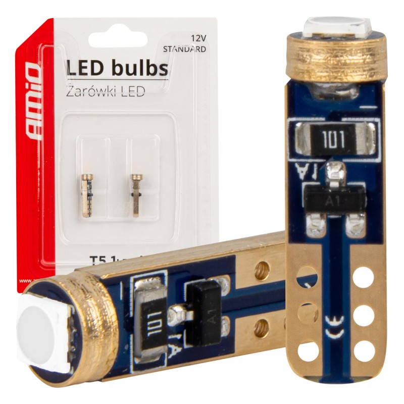 ΛΑΜΠΑΚΙΑ T5 W1W 12V 1SMD LED ΜΠΛΕ AMIO - 2 ΤΕΜ. - Amio - 03728/AM