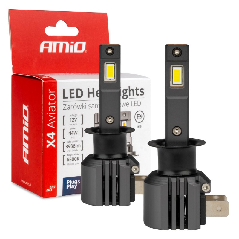 ΛΑΜΠΕΣ LED H1 12V 44W 6.500K 3.936lm CSP X4 SERIES AVIATOR PLUG & PLAY ΑΜΙΟ - 2 ΤΕΜ. - Amio - 03761/AM ΛΑΜΠΕΣ LED H1 12V 44W 6.500K 3.936lm CSP X4 SERIES AVIATOR PLUG & PLAY ΑΜΙΟ - 2 ΤΕΜ. - Amio - 03761/AM