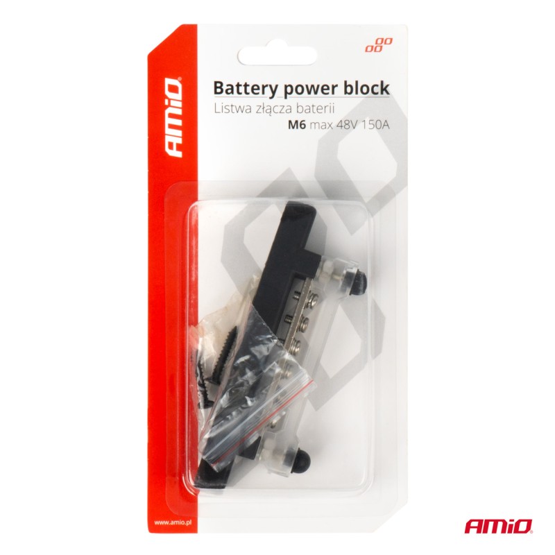 ΜΠΑΡΑ ΚΑΛΩΔΙΩΝ / ΤΕΡΜΑΤΙΚΟ 6 ΘΕΣΕΩΝ M6 max 48V  AMIO - 1 Τεμ. - Amio - 03809/AM