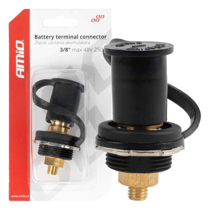 ΠΟΛΟΣ ΜΠΑΤΑΡΙΑΣ ΑΡΝΗΤΙΚΟΣ 3/8'' M10 max.48V 250A ΣΕ ΜΑΥΡΟ ΧΡΩΜΑ ΜΕ ΚΑΠΑΚΙ AMIO - 1 Τεμ. - Amio - 03813/AM ΠΟΛΟΣ ΜΠΑΤΑΡΙΑΣ ΑΡΝΗΤΙΚΟΣ 3/8'' M10 max.48V 250A ΣΕ ΜΑΥΡΟ ΧΡΩΜΑ ΜΕ ΚΑΠΑΚΙ AMIO - 1 Τεμ. - Amio - 03813/AM