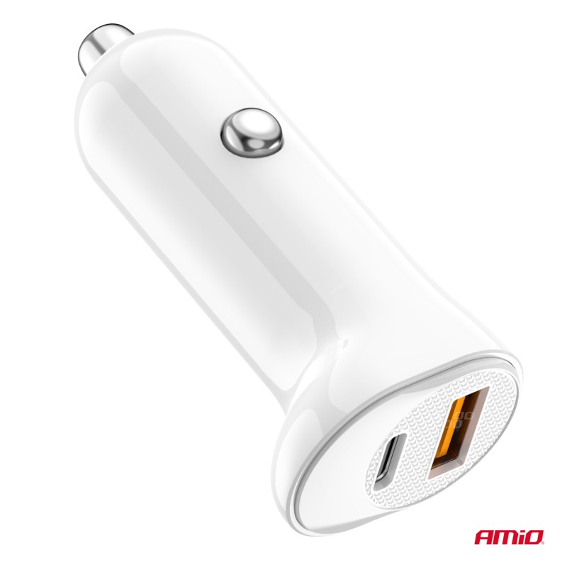 ΦΟΡΤΙΣΤΗΣ ΑΝΑΠΤΗΡΑ 12/24V ΜΕ 2 ΘΥΡΕΣ USB-C+USB 20W 5V/3AQC ΤΑΧΕΙΑΣ ΦΟΡΤΙΣΗΣ ΛΕΥΚΟΣ AMIO - 1 Τεμ. - Amio - 03875/AM ΦΟΡΤΙΣΤΗΣ ΑΝΑΠΤΗΡΑ 12/24V ΜΕ 2 ΘΥΡΕΣ USB-C+USB 20W 5V/3AQC ΤΑΧΕΙΑΣ ΦΟΡΤΙΣΗΣ ΛΕΥΚΟΣ AMIO - 1 Τεμ. - Amio - 03875/AM
