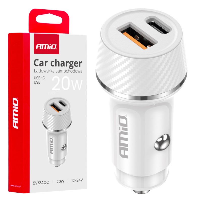 ΦΟΡΤΙΣΤΗΣ ΑΝΑΠΤΗΡΑ 12/24V ΜΕ 2 ΘΥΡΕΣ USB-C+USB 20W 5V/3AQC ΤΑΧΕΙΑΣ ΦΟΡΤΙΣΗΣ ΛΕΥΚΟΣ AMIO - 1 Τεμ. - Amio - 03878/AM ΦΟΡΤΙΣΤΗΣ ΑΝΑΠΤΗΡΑ 12/24V ΜΕ 2 ΘΥΡΕΣ USB-C+USB 20W 5V/3AQC ΤΑΧΕΙΑΣ ΦΟΡΤΙΣΗΣ ΛΕΥΚΟΣ AMIO - 1 Τεμ. - Amio - 03878/AM