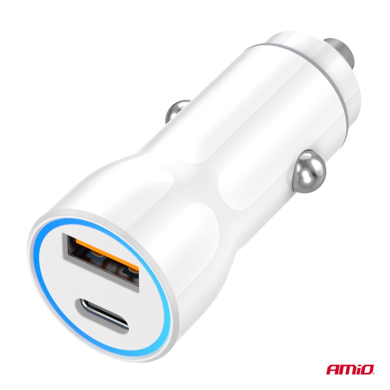 ΦΟΡΤΙΣΤΗΣ ΑΝΑΠΤΗΡΑ 12/24V ΜΕ 2 ΘΥΡΕΣ USB-C+USB 20W 5V/3AQC ΤΑΧΕΙΑΣ ΦΟΡΤΙΣΗΣ ΛΕΥΚΟAMIO - 1 Τεμ. - Amio - 03881/AM ΦΟΡΤΙΣΤΗΣ ΑΝΑΠΤΗΡΑ 12/24V ΜΕ 2 ΘΥΡΕΣ USB-C+USB 20W 5V/3AQC ΤΑΧΕΙΑΣ ΦΟΡΤΙΣΗΣ ΛΕΥΚΟAMIO - 1 Τεμ. - Amio - 03881/AM