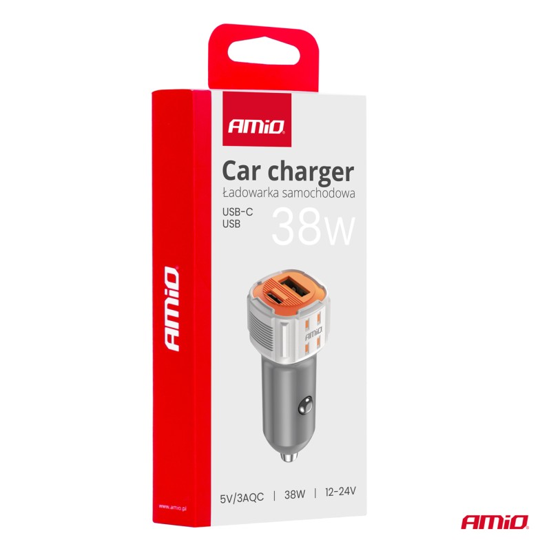 ΦΟΡΤΙΣΤΗΣ ΑΝΑΠΤΗΡΑ 12/24V ΜΕ 2 ΘΥΡΕΣ USB-C+USB 38W 5V/3AQC ΤΑΧΕΙΑΣ ΦΟΡΤΙΣΗΣ ΛΕΥΚΟΣ AMIO - 1 Τεμ. - Amio - 03883/AM ΦΟΡΤΙΣΤΗΣ ΑΝΑΠΤΗΡΑ 12/24V ΜΕ 2 ΘΥΡΕΣ USB-C+USB 38W 5V/3AQC ΤΑΧΕΙΑΣ ΦΟΡΤΙΣΗΣ ΛΕΥΚΟΣ AMIO - 1 Τεμ. - Amio - 03883/AM