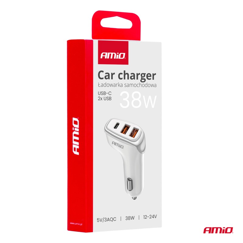 ΦΟΡΤΙΣΤΗΣ ΑΝΑΠΤΗΡΑ 12/24V ΜΕ 3 ΘΥΡΕΣ USB-C+2xUSB 38W 5V/3AQC ΤΑΧΕΙΑΣ ΦΟΡΤΙΣΗΣ ΛΕΥΚΟΣ AMIO - 1 Τεμ. - Amio - 03886/AM ΦΟΡΤΙΣΤΗΣ ΑΝΑΠΤΗΡΑ 12/24V ΜΕ 3 ΘΥΡΕΣ USB-C+2xUSB 38W 5V/3AQC ΤΑΧΕΙΑΣ ΦΟΡΤΙΣΗΣ ΛΕΥΚΟΣ AMIO - 1 Τεμ. - Amio - 03886/AM