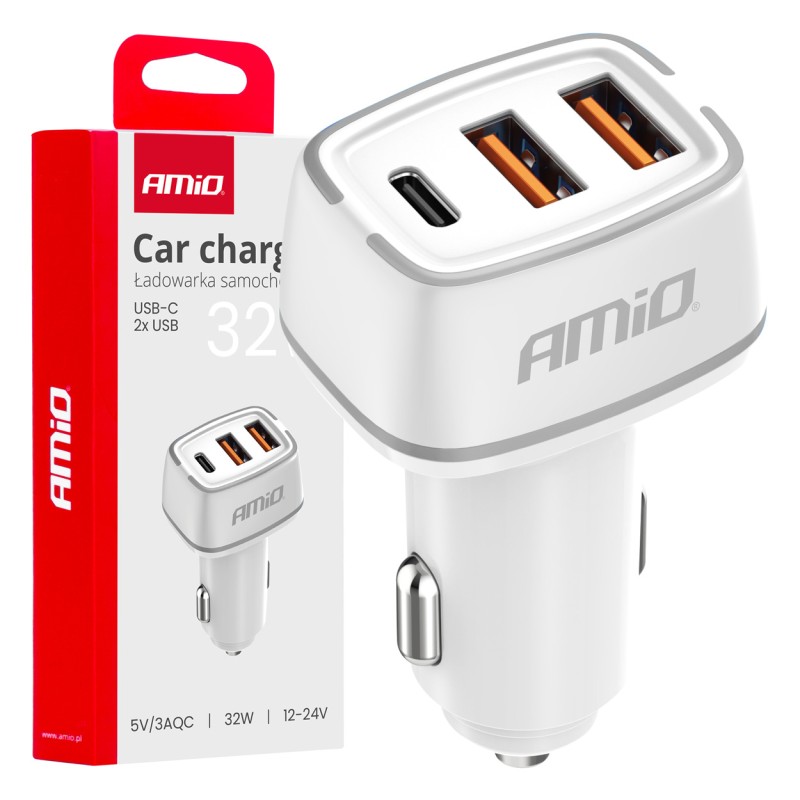 ΦΟΡΤΙΣΤΗΣ ΑΝΑΠΤΗΡΑ 12/24V ΜΕ 3 ΘΥΡΕΣ USB-C+2xUSB 32W 5V/3AQC ΤΑΧΕΙΑΣ ΦΟΡΤΙΣΗΣ ΛΕΥΚΟΣ ΑΜΙΟ - 1 ΤΕΜ. - Amio - 03890/AM ΦΟΡΤΙΣΤΗΣ ΑΝΑΠΤΗΡΑ 12/24V ΜΕ 3 ΘΥΡΕΣ USB-C+2xUSB 32W 5V/3AQC ΤΑΧΕΙΑΣ ΦΟΡΤΙΣΗΣ ΛΕΥΚΟΣ ΑΜΙΟ - 1 ΤΕΜ. - Amio - 03890/AM