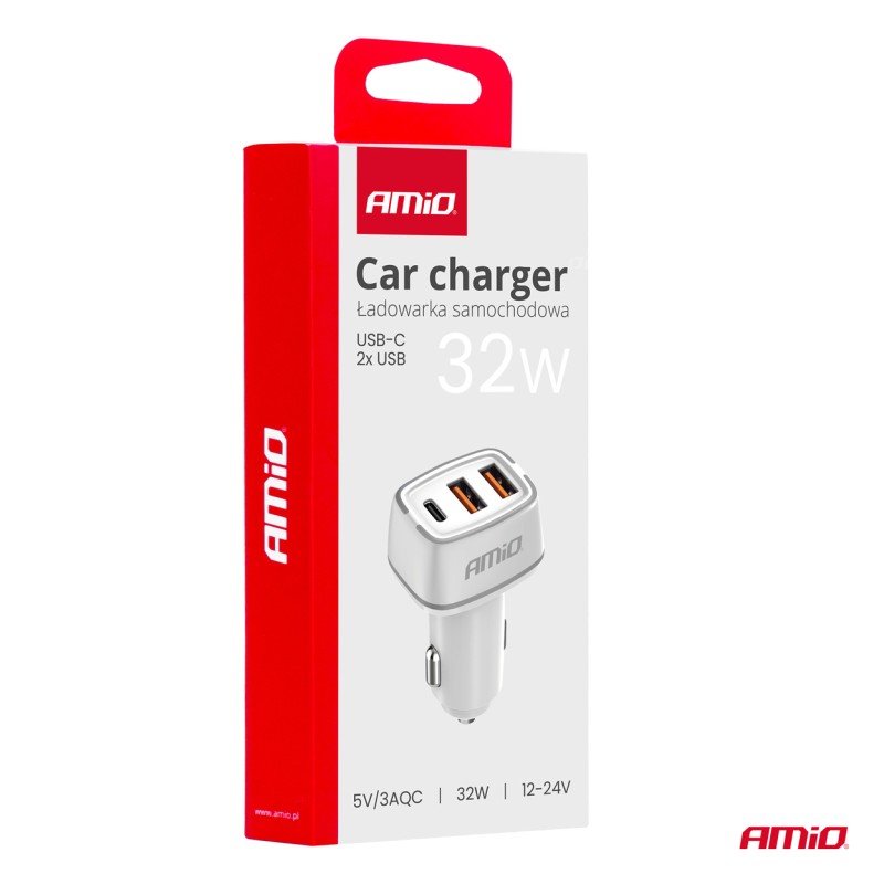 ΦΟΡΤΙΣΤΗΣ ΑΝΑΠΤΗΡΑ 12/24V ΜΕ 3 ΘΥΡΕΣ USB-C+2xUSB 32W 5V/3AQC ΤΑΧΕΙΑΣ ΦΟΡΤΙΣΗΣ ΛΕΥΚΟΣ ΑΜΙΟ - 1 ΤΕΜ. - Amio - 03890/AM ΦΟΡΤΙΣΤΗΣ ΑΝΑΠΤΗΡΑ 12/24V ΜΕ 3 ΘΥΡΕΣ USB-C+2xUSB 32W 5V/3AQC ΤΑΧΕΙΑΣ ΦΟΡΤΙΣΗΣ ΛΕΥΚΟΣ ΑΜΙΟ - 1 ΤΕΜ. - Amio - 03890/AM