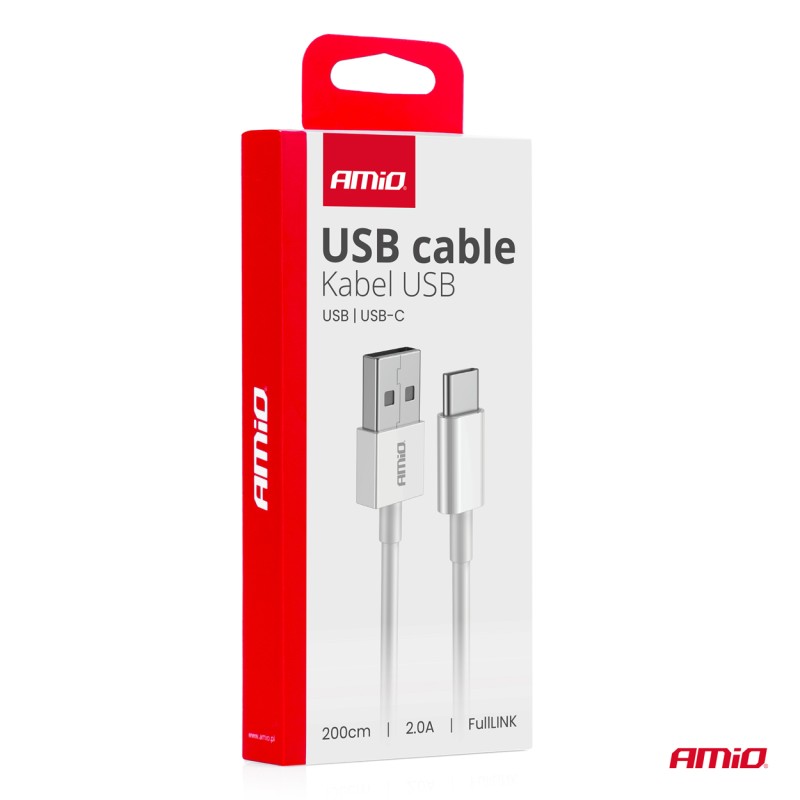 ΚΑΛΩΔΙΑ ΦΟΡΤΙΣΗΣ ΚΑΙ ΜΕΤΑΦΟΡΑΣ ΔΕΔΟΜΕΝΩΝ USB ΣΕ USB-C 200cm 2A ΛΕΥΚΟ ΑΜΙΟ - 1 ΤΕΜ. - Amio - 03894/AM ΚΑΛΩΔΙΑ ΦΟΡΤΙΣΗΣ ΚΑΙ ΜΕΤΑΦΟΡΑΣ ΔΕΔΟΜΕΝΩΝ USB ΣΕ USB-C 200cm 2A ΛΕΥΚΟ ΑΜΙΟ - 1 ΤΕΜ. - Amio - 03894/AM