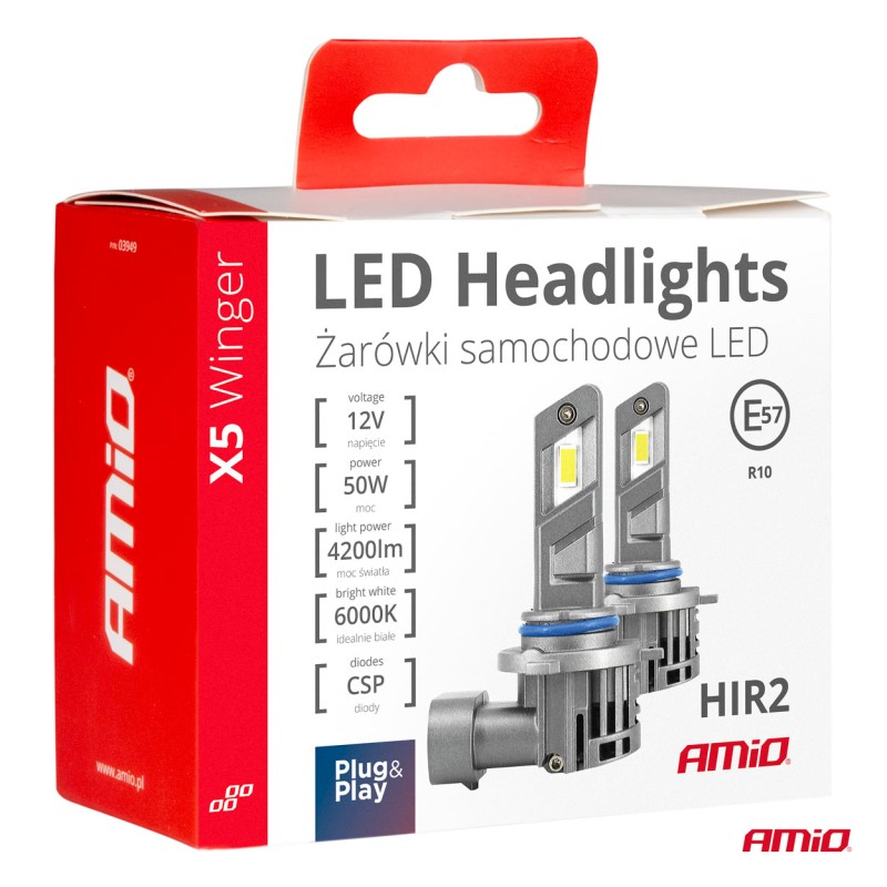 ΛΑΜΠΕΣ LED HIR2 12V 50W 6.000K 4200LM CSP CAN-BUS SERIES X5 WINGER AMIO - 2 Τεμ. - Amio - 03950/AM ΛΑΜΠΕΣ LED HIR2 12V 50W 6.000K 4200LM CSP CAN-BUS SERIES X5 WINGER AMIO - 2 Τεμ. - Amio - 03950/AM