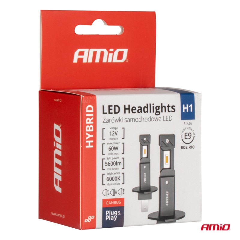 ΛΑΜΠΕΣ LED H1 12V 60W 6.000K 5.600lm +400% CAN-BUS HYBRID SERIES AMIO - 2 τεμ. - Amio - 04112/AM ΛΑΜΠΕΣ LED H1 12V 60W 6.000K 5.600lm +400% CAN-BUS HYBRID SERIES AMIO - 2 τεμ. - Amio - 04112/AM