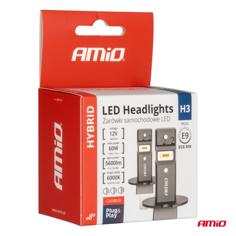 ΛΑΜΠΕΣ LED H3 12V 60W 6.000K 5.600lm +400% LED CAN-BUS HYBRID SERIES AMIO - 2 ΤΕΜ. - Amio - 04113/AM ΛΑΜΠΕΣ LED H3 12V 60W 6.000K 5.600lm +400% LED CAN-BUS HYBRID SERIES AMIO - 2 ΤΕΜ. - Amio - 04113/AM
