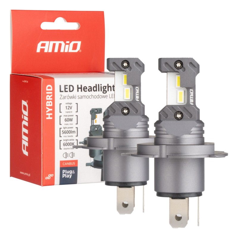 ΛΑΜΠΕΣ LED H4 12V 60W 6.000K 5.600lm +400% LED CAN-BUS HYBRID SERIES AMIO - 2 ΤΕΜ. - Amio - 04114/AM ΛΑΜΠΕΣ LED H4 12V 60W 6.000K 5.600lm +400% LED CAN-BUS HYBRID SERIES AMIO - 2 ΤΕΜ. - Amio - 04114/AM