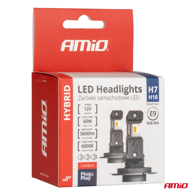 ΛΑΜΠΕΣ LED H7/Η18 12V 60W 6.000K 5.600lm +400% LED CAN-BUS HYBRID SERIES AMIO - 2 ΤΕΜ. - Amio - 04115/AM ΛΑΜΠΕΣ LED H7/Η18 12V 60W 6.000K 5.600lm +400% LED CAN-BUS HYBRID SERIES AMIO - 2 ΤΕΜ. - Amio - 04115/AM