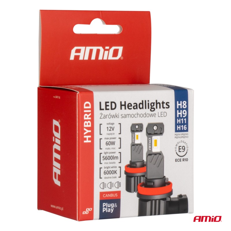 ΛΑΜΠΕΣ LED H8/Η9/Η11/Η16 12V 60W 6.000K 5.600lm +400% LED CAN-BUS HYBRID SERIES AMIO - 2 ΤΕΜ. - Amio - 04116/AM ΛΑΜΠΕΣ LED H8/Η9/Η11/Η16 12V 60W 6.000K 5.600lm +400% LED CAN-BUS HYBRID SERIES AMIO - 2 ΤΕΜ. - Amio - 04116/AM